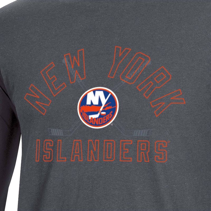 NHL New York Islanders Men&#39;s Charcoal Long Sleeve T-Shirt, 3 of 4