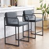 Dark Grey Two Piece Set Modern Upholstered Bar Tall Bar Stool Upholstered Seat - 4 of 4