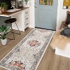 Vintage Runner Rug, Boho Washable Non Slip Low Pile Carpet, Soft Touch Floor Mat for Hallway, Bedroom, or Laundry Room - 2 of 4