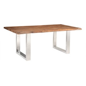 Brownstone 2.0 Dining Table Brown - Treasure Trove Accents: Sheesham Wood, Polished Stainless Steel Legs, Seats 8 - 1 of 4
