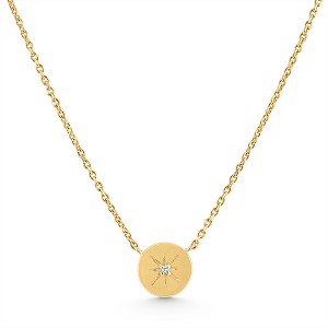 Pompeii3 Diamond Disc Starburst Pendant 14k Yellow Gold Necklace 18" - 1 of 4