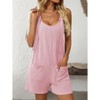 Womens Summer Casual Short Romper Scoop Neck Sleeveless Striped Overalls Shorts Jumpsuit with Pockets - 2 of 4