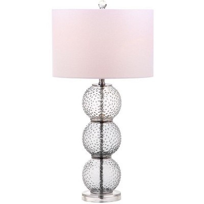 Port Robert Smoke Glass Table Lamp Set with Off-White Shades