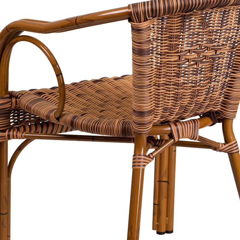 Flash Furniture Cadiz Series Rattan Restaurant Patio Chair with Bamboo-Aluminum Frame, 6 of 12