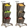 mDesign Water Hyacinth 3-Tiered Storage Baskets Floor Stand - Black/Black Wash - 4 of 4