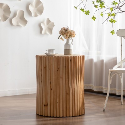 Retro Bed Side Table, Embossed Coffee Table with Texture Relief Design, Portable Side Table for Living Room, Bedroom – The Pop Home