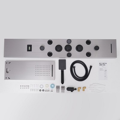Black Nickel 8-Jet Rainfall Shower Panel System with Handheld Wand