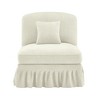 Vynxaria Modern Armless Sofa Beige+White Chenille, W/1 Pillow, Detachable Ruffle Skirts (2 Styles), Multi-Module Configurable, Curved Petal Armrests - 3 of 4