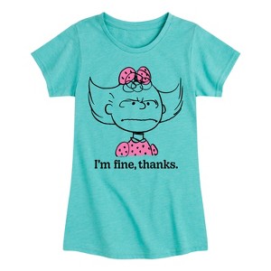 Girls' - Peanuts - Sally Fine Thanks Fitted Short Sleeve Graphic T-Shirt - 1 of 4