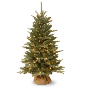 4' Prelit Evergreen Artificial Christmas Tree in Burlap Bag Clear Lights - National Tree Company - 1 of 4