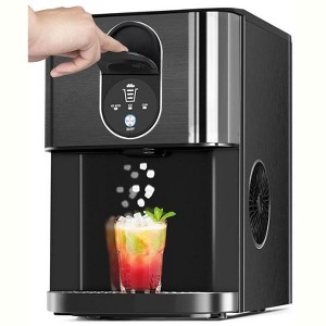 Countertop Nugget Ice Maker, 44lbs/24H Chewable Ice Machine with Dispenser, Self-Cleaning Pebble Ice Maker for Home/Office/Parties, Black - 1 of 4