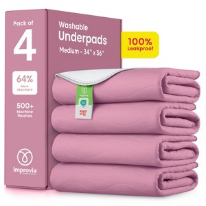 IMPROVIA® Washable Underpads 34”x36”, Heavy Absorbency Waterproof Incontinence Pads for Kids, Adults & Pets – Protects Bed, Couch, Sofa & Floor - 1 of 4