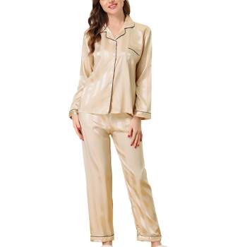 Cheibear Womens Satin Robe Nightgown Sets Lace Long Sleeve