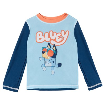 Bluey Little Boys Raglan Rash Guard and Swim Trunks UPF 50+ Outfit Set Sky Blue / Navy / Orange 5-6 — фото 3