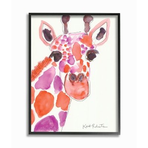 Stupell Industries Kid's Giraffe Zoo Animal Red Purple Watercolor - 1 of 4