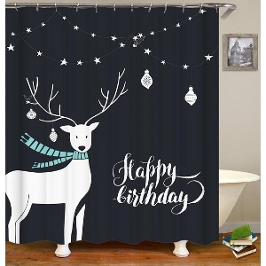Happy Birthday Deer Shower Curtains for Bathroom Waterproof Fabric Bath Curtain Durable Soft Stylish Bathroom Decor 72x72 Inch - 1 of 1