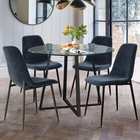 5-piece Small Round Glass Dining Table Set For 4,home Kitchen Round ...