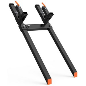 Pallet Forks Skid Steer - 60" 4000LB Heavy Duty Clamp-On Tractor Forks with Adjustable Stabilizer Bar for Buckets - 1 of 4