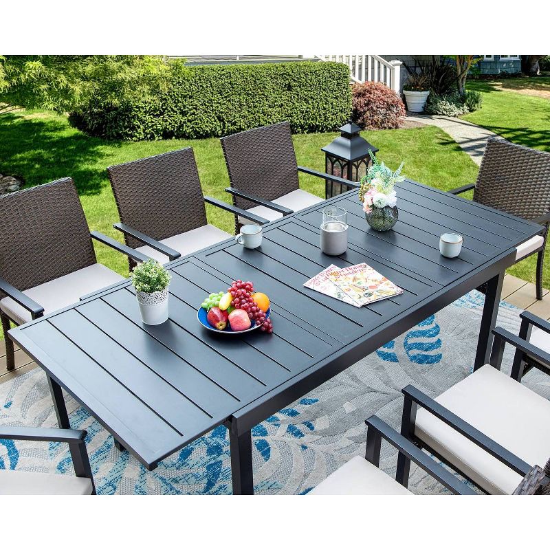 9pc Outdoor Dining Set with Extendable Table &#38; Rattan Wicker Chairs - Beige - Captiva Designs, 3 of 13