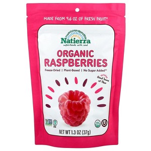 NATIERRA Nature's All Foods Organic Freeze-Dried Raspberries | Non-GMO & Vegan | 1.3 Ounce - 1 of 2
