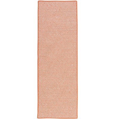 Colonial Mills Outdoor Houndstooth Tweed Braided Runner, Orange 2'x6', Rectangle Shape