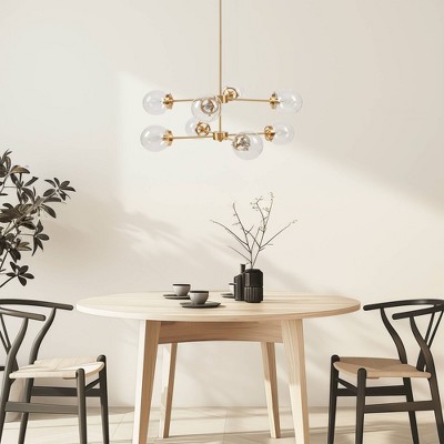 Calista 34" Gold and Glass 8-Light Chandelier