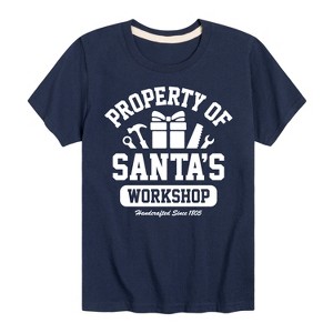 Boys' - Instant Message - Property Of Santas Workshop Christmas Short Sleeve Graphic T-Shirt - 1 of 4