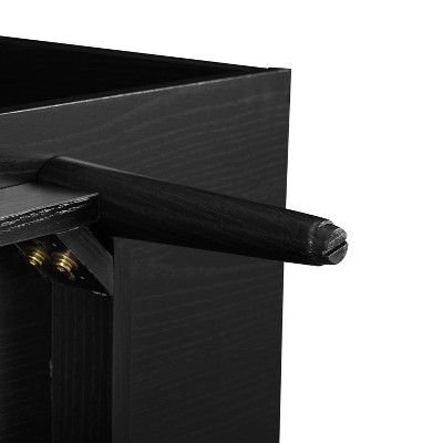 Mid-Century Modern Large Black Wood Record Storage Console