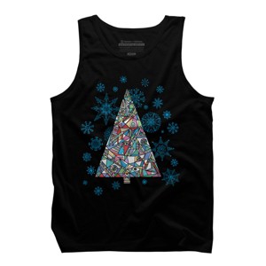Men's Design By Humans Christmas fir-tree By xgdesign Tank Top - 1 of 4