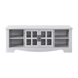 AndMakers 52.37 in. Ivory Wood TV Stand with 1 Glass-fronted Storage Cabinets Fits TV's up to 60 in. - 1 of 4