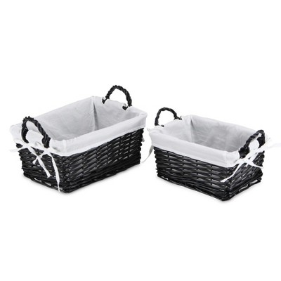 Cheung's Oreni 2 Piece Lined Rectangle Baskets - Black