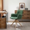 Art Leon Fabric Swivel Accent Office Chairs with Oak Wood Legs - 3 of 4