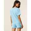 cheibear Women's Casual Pullover Short Sleeve Sleepshirt with Shorts Waffle Pajama Sets - 4 of 4