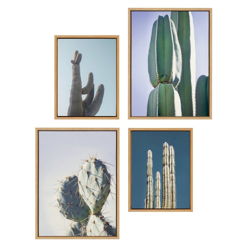 Photos - Wallpaper Kate & Laurel All Things Decor  Sylvie Cactus Sky Pastel Cactus(Set of 4)