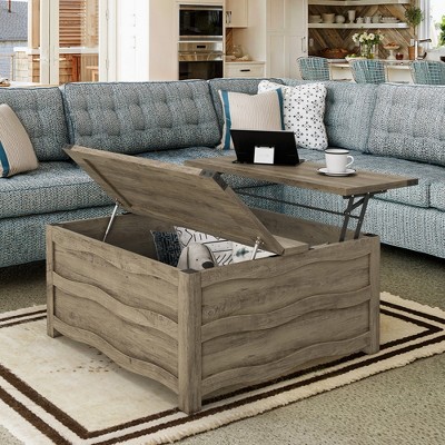 Arceso Lift Top Coffee Table, Farmhouse Coffee Table  with Large Hidden Storage Compartment, Wood Square Coffee Tables with Hinged Lift Top