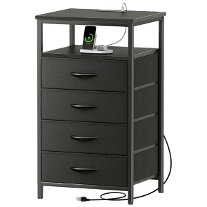FONTOI Multi-Drawers Dresser with Charging Station, Tall Night Stand Chest of Drawers, Bedside Table Nightstand, Fabric Storage Multi-Choice - 1 of 4