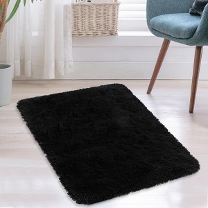 Fluffy Shaggy Rug: Tie-Dyed Furry Non-Shedding Plush Rug – Fuzzy Accent Carpet for Living Room, Bedroom | Soft Feet-Friendly Home Decor Floor Cover - 1 of 4