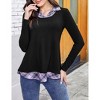 BLUEMING Womens Polo Shirts Color Block Faux Layering Shirts Plaid Shirts Teacher Shirts Everyday Tops - 3 of 4