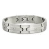 Black Bow Jewelry Men's 13mm Stainless Steel & CZ Brushed Link Bracelet, 8.25 Inch - 3 of 4