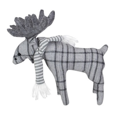 Northlight 10-Inch Gray Checkered Moose Tabletop Christmas Decoration