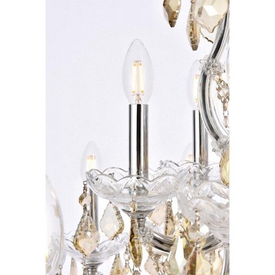 Maria Theresa 19-Light Chrome Chandelier with Golden Teak Crystals