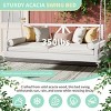 Modern Twin Size Porch Swing Bed with Frame and 16.4ft Ropes, Acacia Wood Hanging Daybed for Patio, Garden or Backyard-Maison Boucle - 3 of 4