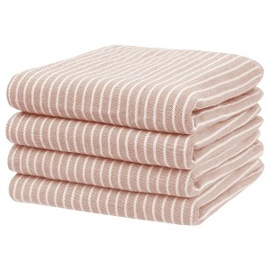 Unique Bargains Cotton Absorbent Stripe Hand Towels 14" x 30" 4 Pcs - 1 of 4