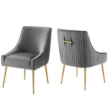 Set of 2 Discern Pleated Back Upholstered Performance Velvet Dining Chairs - Modway