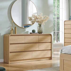 SinCiDo Modern 8 Drawer Dresser, Curved Profile Design, 55" Wide Mid Century Wood Storage Organizer for Bedroom, Living Room - 1 of 4
