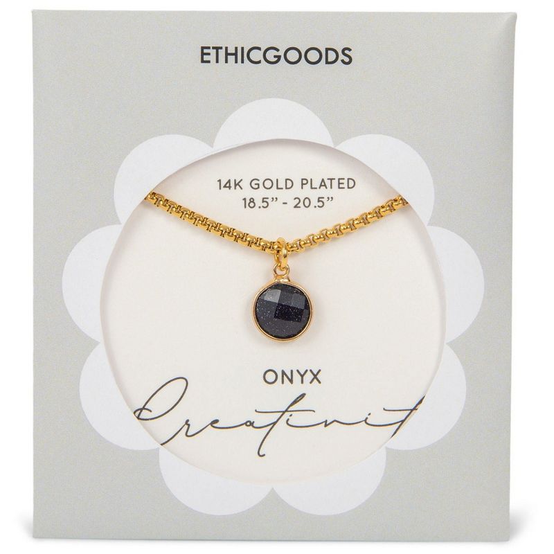 Gold Plated Black Agate Stone Pendant Necklace | ETHICGOODS, 2 of 5