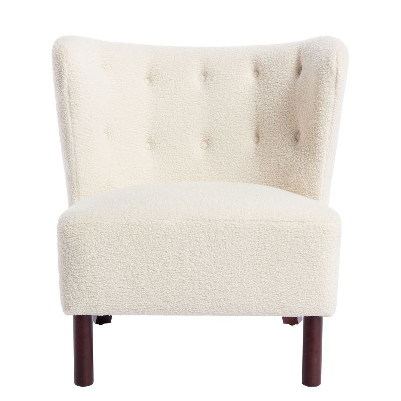 Upholstered Accent Chair, Wingback Armless Single Sofa Chair with Wooden Legs-ModernLuxe, 4 of 13