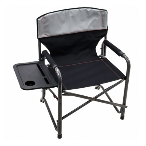 Rio Brands Xxl Oversized Powder Coated Steel Frame Foldable Director's Chair  With Fold Out Side Table, Media And Drink Slots, And Carry Straps, Gray :  Target