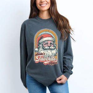 Simply Sage Market Women's Santa's Favorite Helper Long Sleeve Garment Dyed Tee - 1 of 4