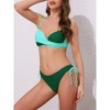 INSPIRE CHIC Women's Front Cross Contrast Color Bikini Sets, Strappy Top Tie Size Triangle Bottoms Swimwear Bathing Suits 1 Set - 2 of 4